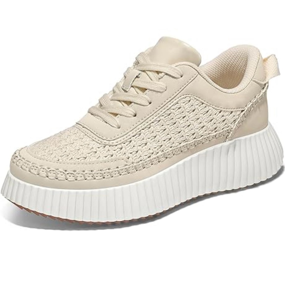 Dolce Vita Women's Dolen Frida Lace Up Platform Sneakers Woven Shoes